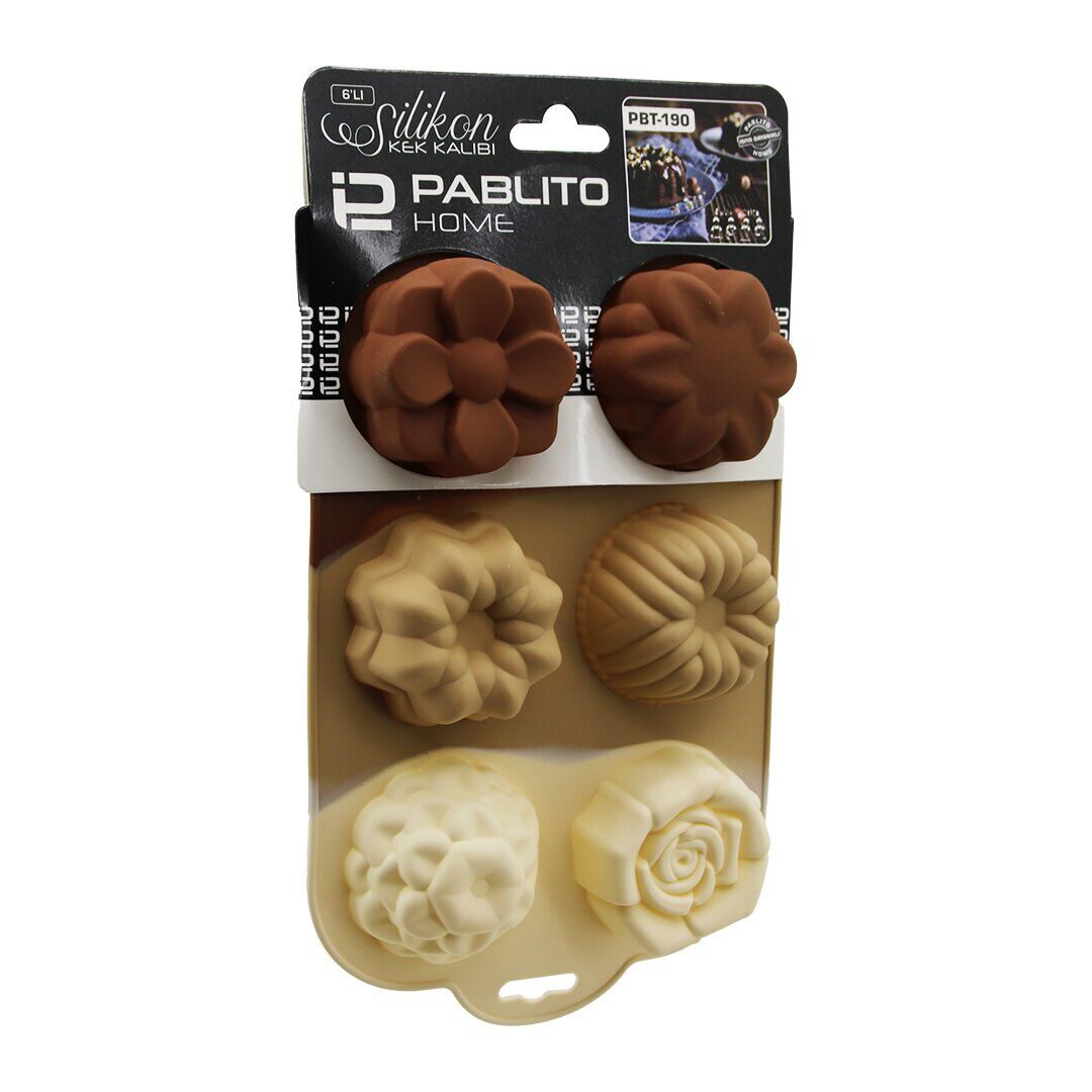 PABLITO HOME PBT-190 ( ÇİÇEK ŞEKİL ) ( 6LI = MİX MODEL ) ( MİNİ ) (SİLİKON) MUFFİN KEK KALIP ( ASKILIKLI )*12X20