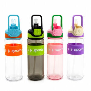 YAKUT-14005 ( RENKLİ & TUTMALI ) ( PLASTİK & PİPETLİ ) SPOR MATARA ( 800ML )*50