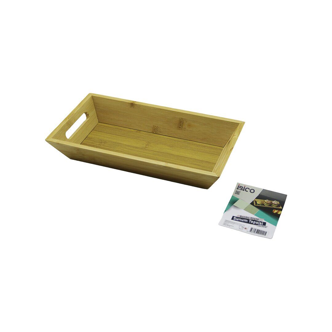İBİCO İ22-242 ( DİKDÖRTGEN=16X30CM ) ( DERİN=4.5CM ) ( AHŞAP BAMBU ) SUNUM TEPSİSİ ( ÇİFT OYMA KULPLU )*48