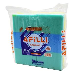 ŞAHİN AFİLLİ KOD-190 ( KÜÇÜK=16.5 X 11.5 X 3.8CM ) ( RENKLİ ) ( TEMİZLİK ) SÜNGERİ*12X24