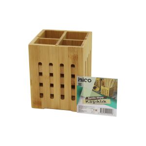 İBİCO İ22-245 ( 4 BÖLMELİ ) ( BÜYÜK & PENCERELİ ) ( KARE=11X11CM ) ( AHŞAP BAMBU ) KAŞIKLIK ORGANİZER*60