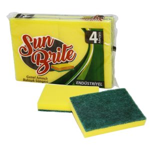 SUN BRİTE KOD-005 ( 4PCS ) ( ENDÜSTRİYEL ) BULAŞIK SÜNGERİ ( GENEL AMAÇLI KULLANIM ) ( 15X11CM )*60=K
