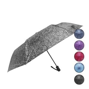 MARLUX MAR-9112 ( L ) ( BAYAN & YARI OTOMATİK ) RENKLİ DESENLİ ŞEMSİYE ( SİYAH SAP )*12X5