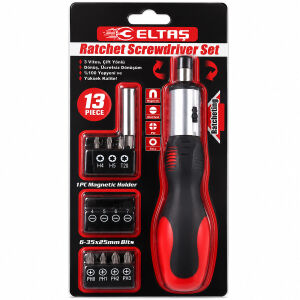 ELTAŞ LRD-005 ( 13PCS ) ( SİLİKON SAP & CR-V ) CIRCIRLI TORNAVİDA BİTS SETİ ( 3 KADEME & ÇİFT YÖNLÜ & MANYETİK UÇ TUTUCU )*200