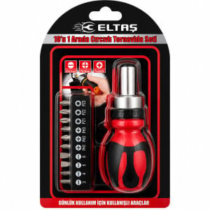 ELTAŞ LRD-177 ( 10IN1 ) ( SİLİKON SAP & CR-V ) CIRCIRLI TORNAVİDA BİTS SETİ ( PH1-PH2-PH-3 & PZ1-PZ2-PZ3 ) ( MANYETİK UÇ TUTUCU )*200