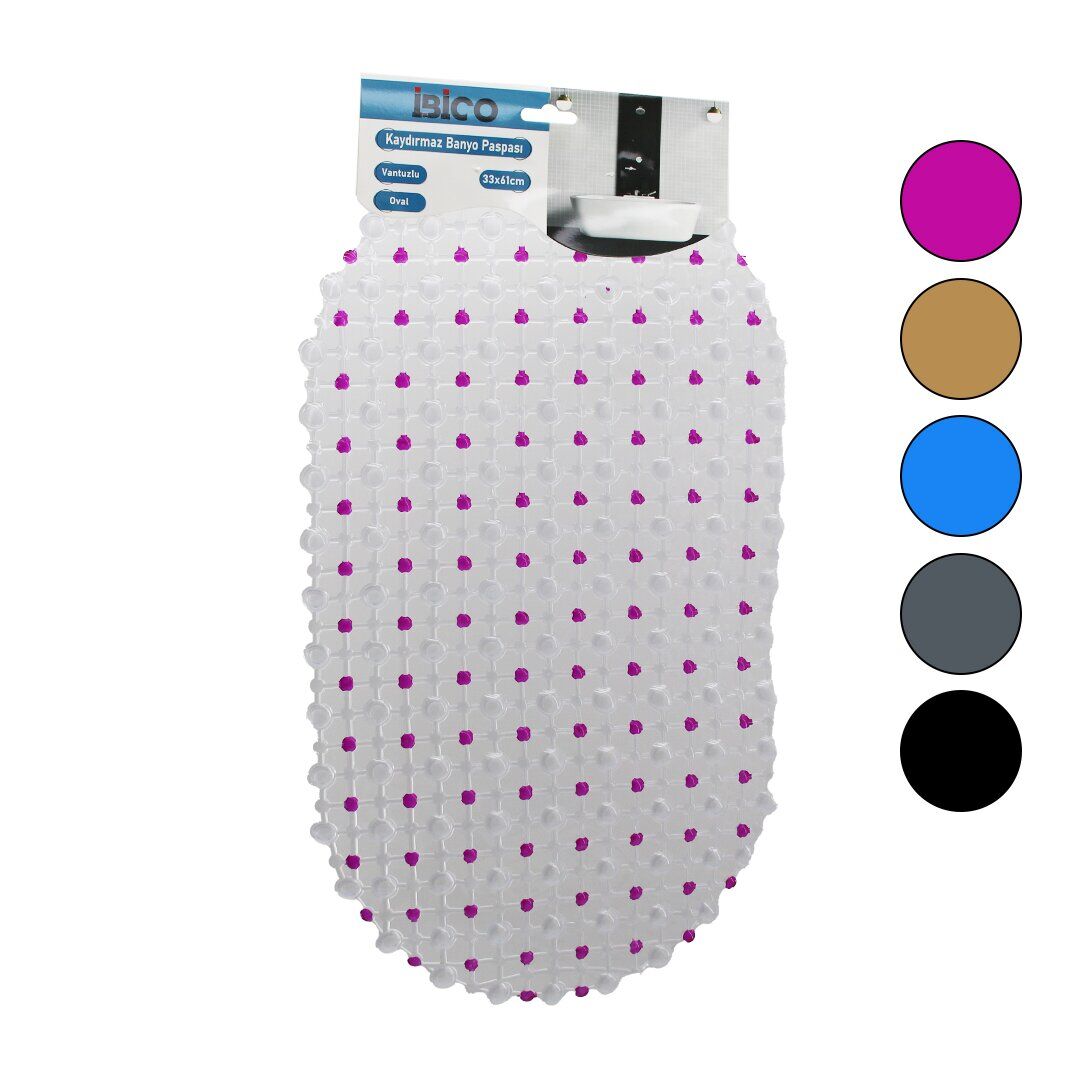 İBİCO İ21-002 (OVAL & EKO PVC) (+VANTUZ DESEN & ŞEFFAF RENKLİ) (122PCS VANTUZ) KAYDIRMAZ BANYO & KÜVET PASPAS(33X61CM)*120