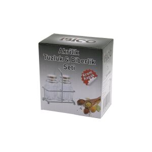 İBİCO İ22-165 (2PCS) (KROM KAPAK) (AKRİLİK) (TUZLUK & BİBERLİK & BAHARATLIK) (METAL STANDLI) (KARE & BOMBELİ)*48