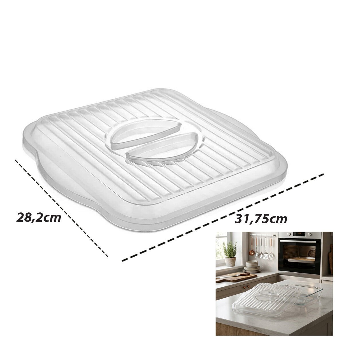 TİMEX TİM-138 ( KARE ) BORCAM KAPAK ( PLASTİK=BEYAZ-ŞEFFAF ) ( 28CM X 31.75CM ) ( SICAK HAVA TAHLİYE DELİKLİ )*36=K