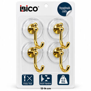 İBİCO İ17-016 ( 4PCS ) ( GOLD ) (KROM GÖRÜNÜM) PLASTİK ASKI ( YAPIŞKANLI MONTAJ=ŞEFFAF MİKA KRİSTAL PLAKA ) (6KG)*30X4