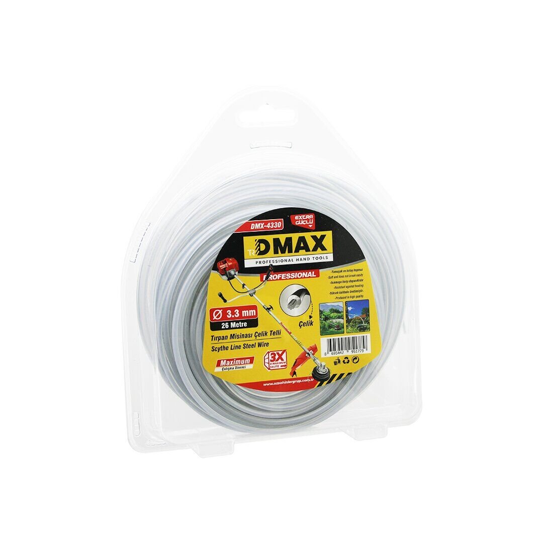 DMAX DMX-4330 ( ÇELİK TELLİ YUVARLAK  ) ( 3.3MM X 26MT ) ÇİM BİÇME TIRPAN MİSİNASI*30