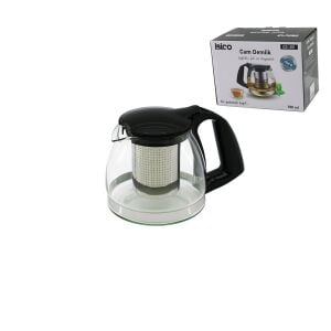 İBİCO İ22-351 ( 700ML ) ( CAM ) DEMLİK ( ÇELİK SÜZGEÇLİ & PLASTİK KULP & KAPAK & KROM ÇERÇEVE )*60