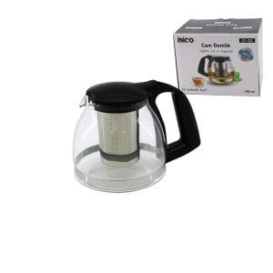 İBİCO İ22-352 ( 900ML ) ( CAM ) DEMLİK ( ÇELİK SÜZGEÇLİ & PLASTİK KULP & KAPAK & KROM ÇERÇEVE )*48