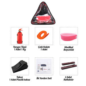 KRT-1097 ( 2Lİ SET ) ( 3 GEN ÇANTA ) ( 6PCS + 17PCS ) ( OTO TRAFİK SETİ + İLK YARDIM SETİ ) (YANGIN TÜPÜ=1KG) (2PCS REFLEKTÖR)*12