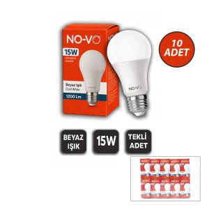 NO-VO ( 15W ) ( BEYAZ ) LED AMPUL (1200LM ) ( 6500K ) (15.000 SAAT ÖMÜR)*10X20