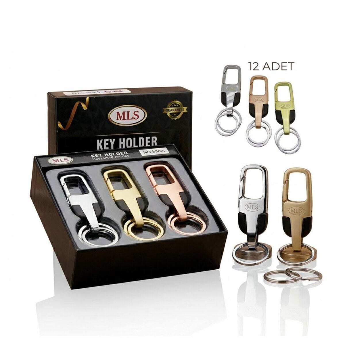 MLS KEY HOLDER M-304 ( RENKLİ METAL ) ANAHTARLIK ( KEMER GEÇMELİ ) ( ÇİFT HALKALI )*12X50