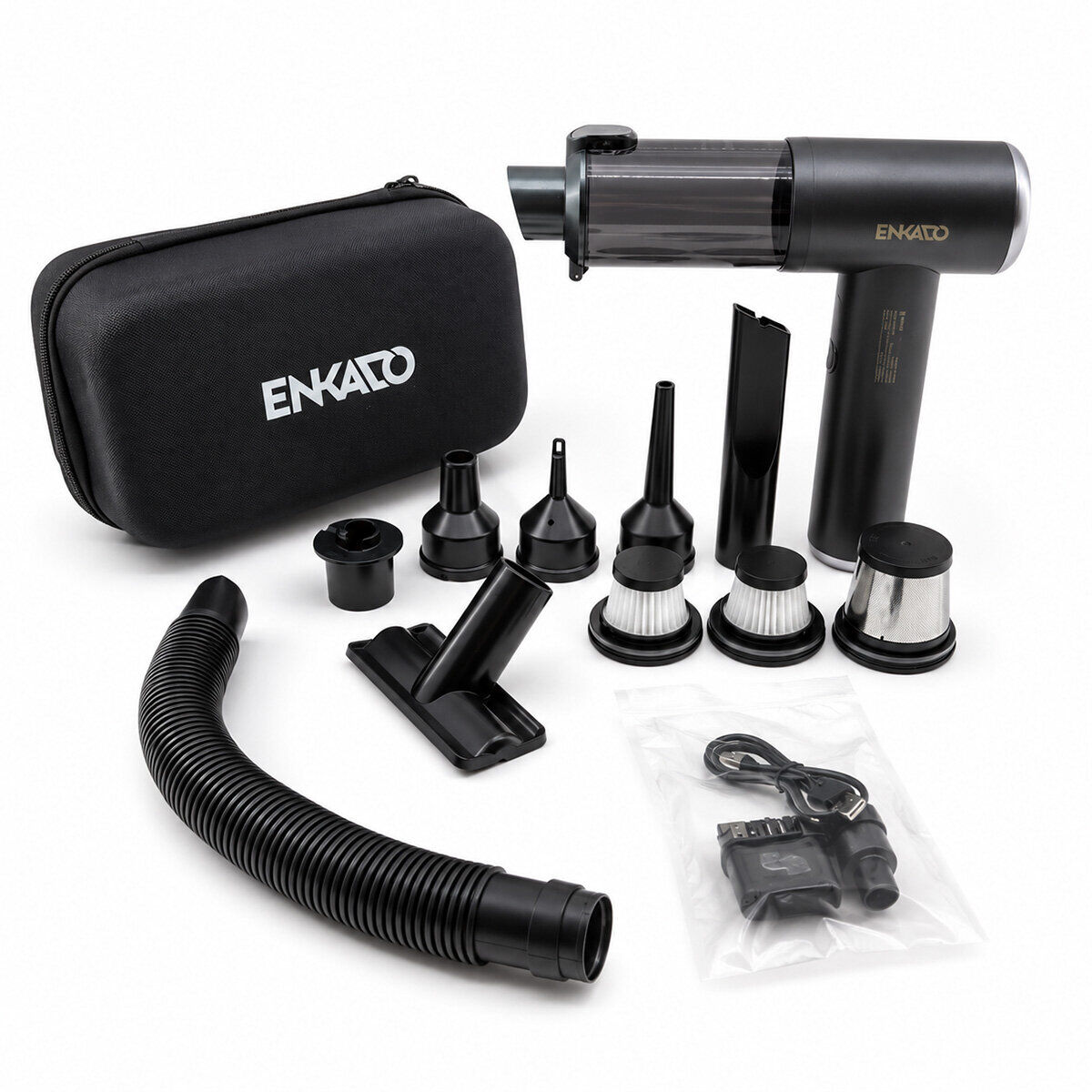 ENKADO EKD-SP10 ( OTO ARAÇ ) ( SARJLI ) ( 100W & 9 BAŞLIK & 3 FİLTRE ) EL TİPİ BASINÇLI HAVA ÜFLEME & ARAÇ SÜPÜRGE MAKİNESİ ( TAŞIMA ÇANTALI )*24