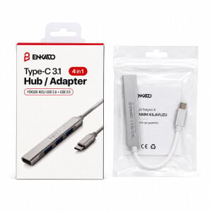 ENKADO EKD-TP50 ( TYPE-C 3.1 GİRİŞ ) ( 4IN1 ) USB ÇOĞALTICI ( 4 ANAHTARLI PORT & HI-SPEED ) ( USB 3.0 & USB 2.0) HUB ADAPTÖR *50