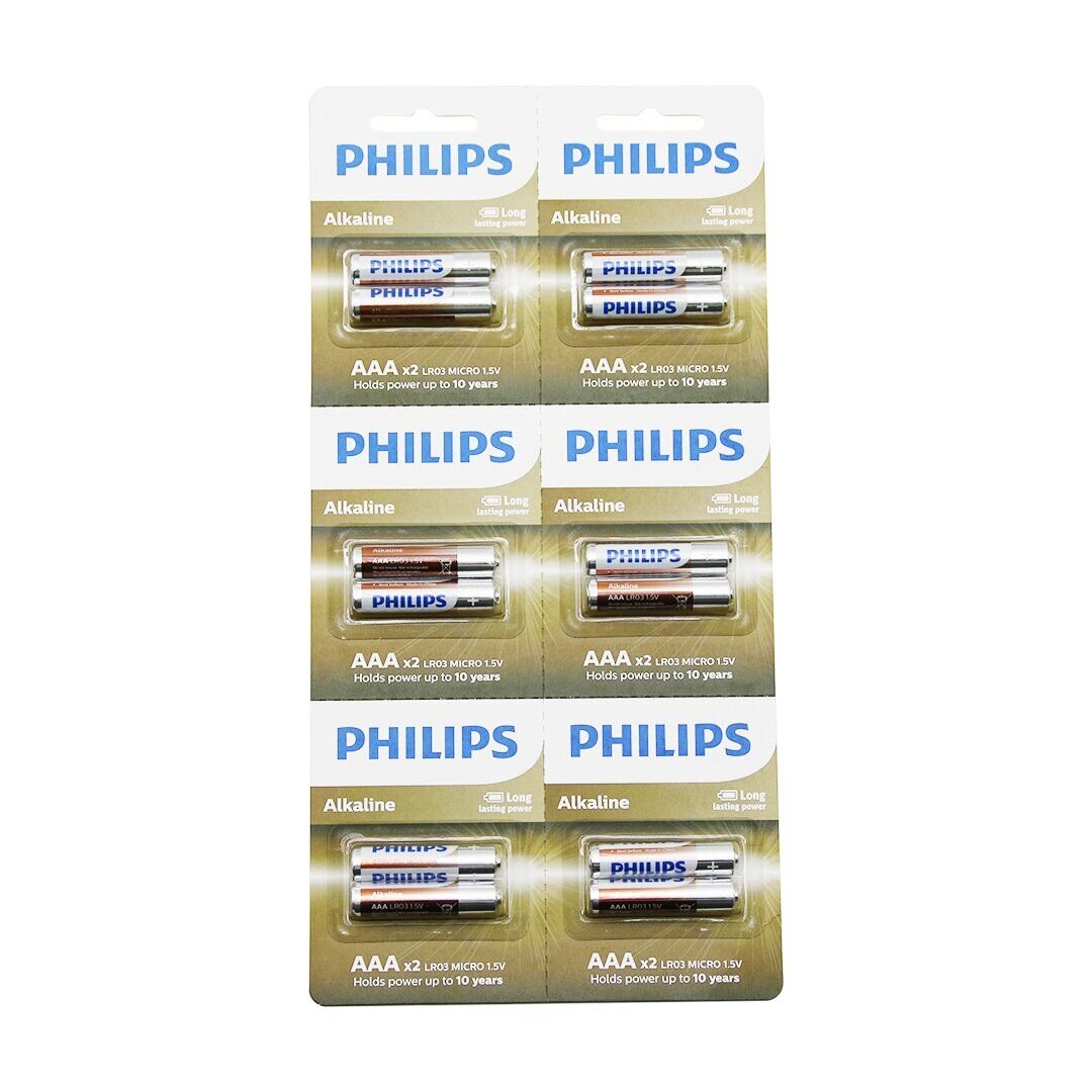 PHILIPS ( ALKALİNE İNCE & AAA & 1.5V ) PİL ( 12PCS= 2Lİ X 6 )*1X24