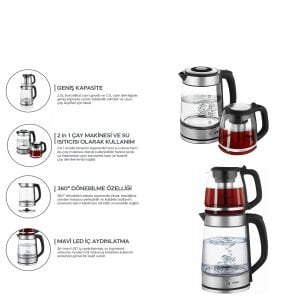 SİNBO STM-5990 ( 2İN1= ÇAYCI & KETTLE ) ( ÇELİK ) ELEKTRİKLİ ÇAY MAKİNESİ ( 2LT + 1,2LT ) ( ÇAY SÜZGEÇLİ ) ( 360° DÖNEBİLİR )*4