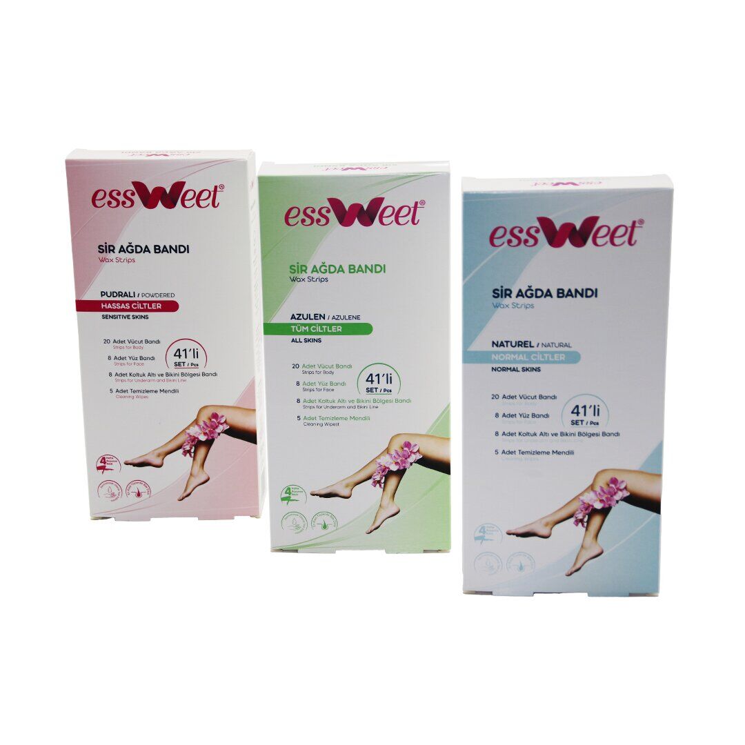 ESSWEET (41PCS) SİR AĞDA BANT SET (AZULEN-NATUREL-PUDRALI) (20 VUCUT& 8 YÜZ& 8 K.ALTI BANT& 5AD.T.MENDİL) ( BANDI )*18=K