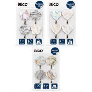 İBİCO İ17-007 ( 4PCS ) ( MERMER DESENLİ ) ( METAL UÇLU ) PLASTİK ASKI ( YAPIŞKANLI MONTAJ ) ( 2.5KG TAŞIMA )*12X20