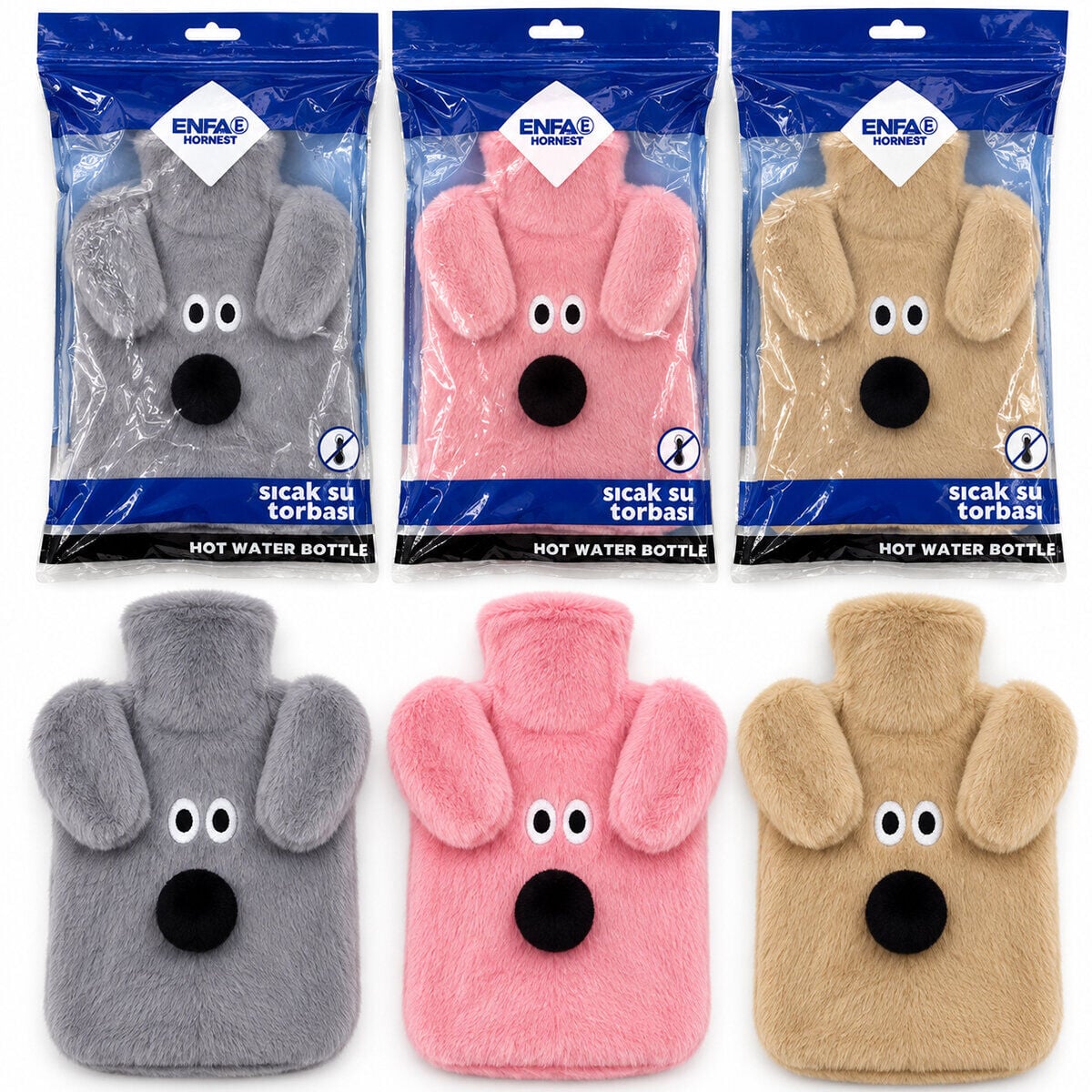 ENFA HORNEST-1548 ( PELUŞLU ) ( EL GEÇMELİ ) ( KÖPEK &  KULAKLI ) SICAK SU TORBASI ( 2LT )*60