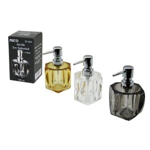 İBİCO İ21-064 ( TOMBUL ) ( KARE & 4-KALPLİ GÖVDE ) (ŞEFFAF & RENKLİ ) ( AKRİLİK & MİKA KRİSTAL ) SIVI SABUNLUK ( 220ML )*48