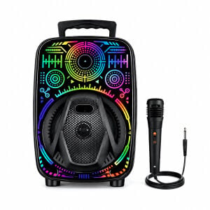 PLATOON PL-4660 CH-880 KARAOKE ( MİKROFONLU ) SPEAKER HOPARLÖR (BT & SD & USB SARJLI) ( RGB IŞIKLI) ( DC 5V & AUX ) ( 8'' INCH )*8