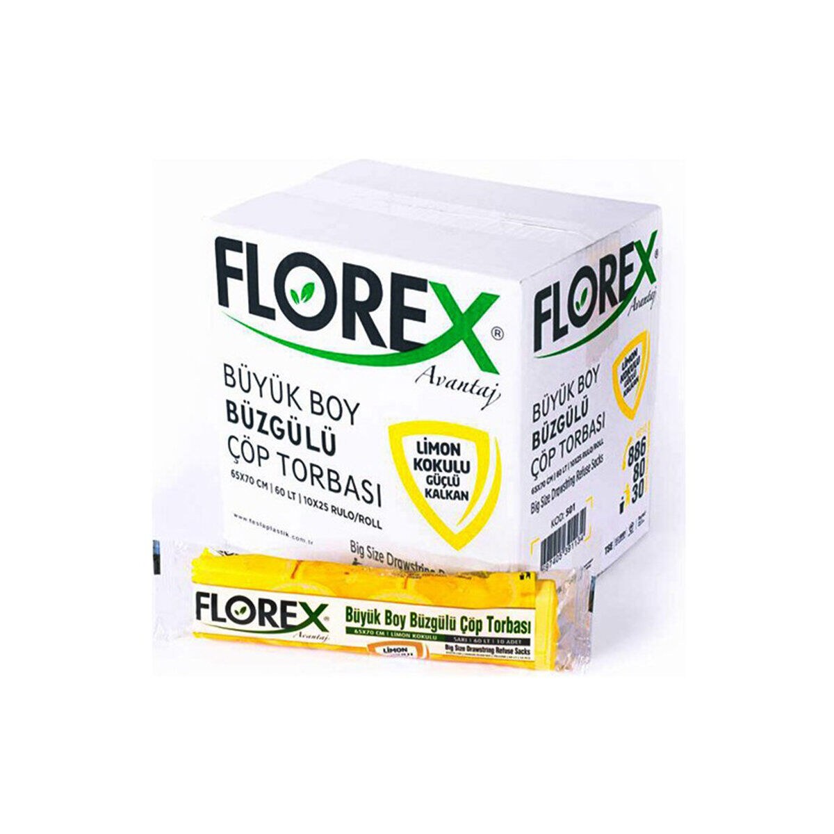 FLOREX-501 AVANTAJ ( LİMON KOKULU ) ( BÜZGÜLÜ ) ( BÜYÜK ) ( 10PCS ) 65X70CM ÇÖP TORBASI*25=K