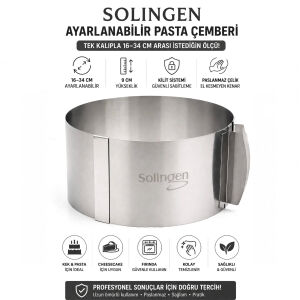 SOLİNGEN AYARLANABİLİR METAL KEK KALIP ( 16-34CM )*24