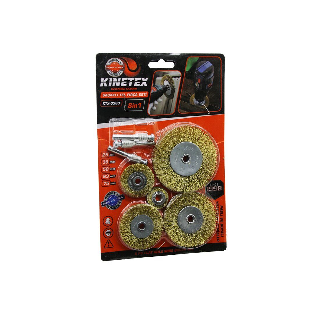 KINETEX KTX-3363 ( 8IN1 ) SAÇAKLI TEL FIRÇA SETİ*100
