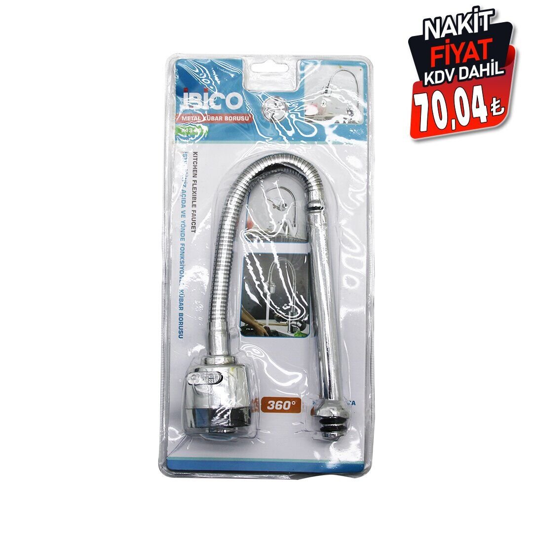 İBİCO K13-047 ( METAL ) KUBAR & BATARYA BORUSU ( KROM TOPAÇ BAŞLIK= KADEMELİ ) ( 360° YAYLI ) ( ANTİ TWİST ) (VAKUMLU AMBALAJ)*48                                 kpy161