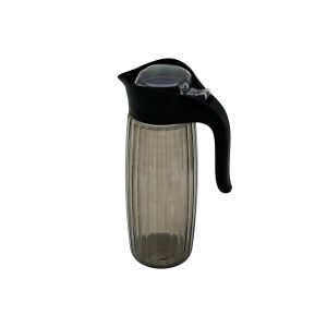 QLUX C-00309 BOUTIQUE ( ÇİZGİLİ SİYAH ŞEFFAF CAM ) SÜRAHİ ( 1500 CC ) (AÇ-KAPA MANDALLI PLASTİK KAPAK) ( ʃ=ŞEKİL PLS.KULP )*6=K