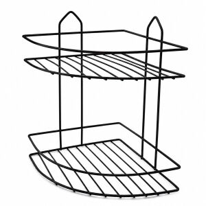 İBİCO K13-010 ( 2 KATLI & ÜÇGEN ) ( SİYAH ) ( METAL ) BANYO KÖŞELİK & DUŞKABİN RAF*12=K