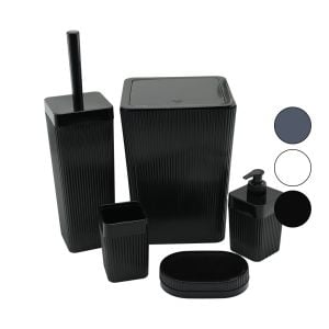 VİALEX COLUMB DVM PLS.ELEGANCE ( 5PCS ) BANYO SETİ ( ÇÖP KOVA & WC FIRÇA & 2PCS SABUNLUK & D.FIRÇALIK ) MİX KOLİ*6=K