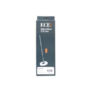 ECE LIFE EC-109 ( 3İN1 ) ( KUTULU ) MİKROFİBER ( OTOMATİK MOP ) YEDEK SETİ  ( 360° DÖNER METAL SAP=100CM + M.FİBER PAMUK MOP=125GR )*12=K