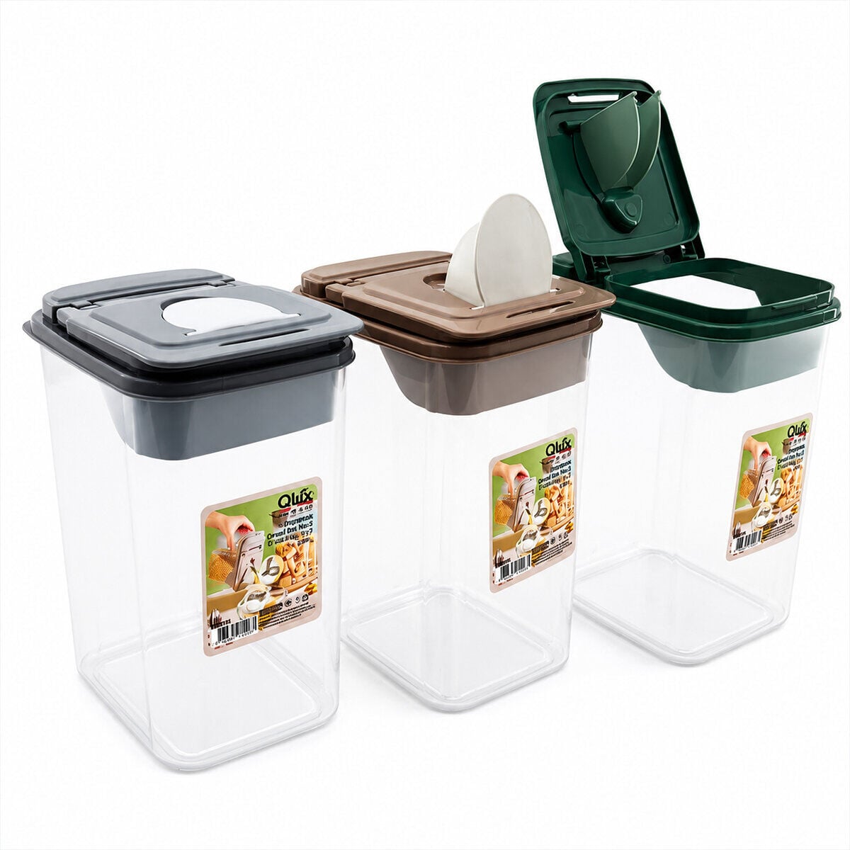 QLUX L-00993 ( NO 3 ) ( RENKLİ ) FRESHMAX ERZAK KABI ( ŞEFFAF PLS.KAP ) ( 2800ML )*18=K