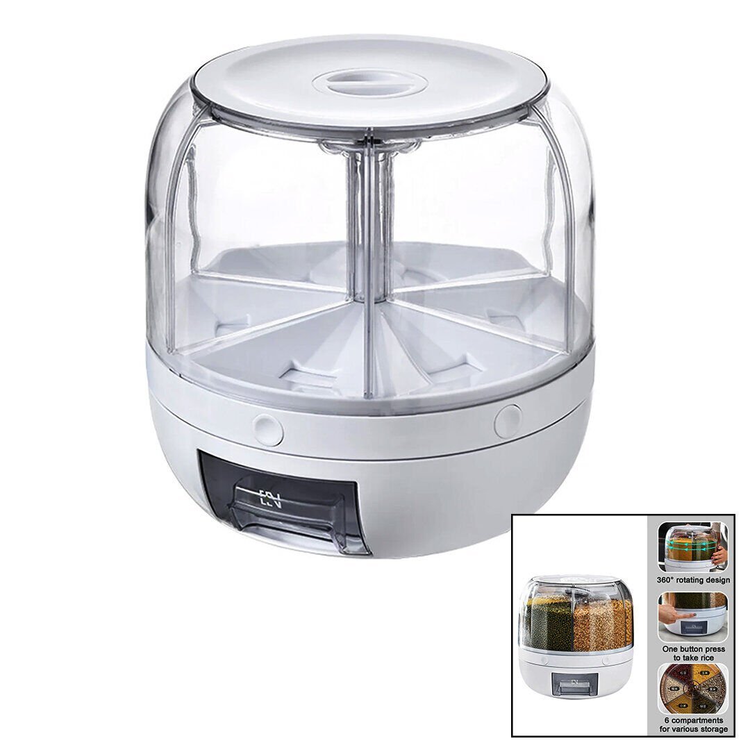 TEBA TGO-1000 ( 360° ) DÖNEBİLEN GIDA & BAKLİYAT ORGANİZERİ ( 6 BÖLMELİ & 6KG. ) OTOMATİK DÜĞME MUSLUK*1