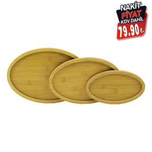PABLITO HOME PBT-315  ( OVAL ) ( 3 BOY ) ( AHŞAP MDF ) SUNUM TEPSİ SETİ ( 13.5X23.5CM - 19.5X29.5CM - 23.5X33.5CM )*24=K