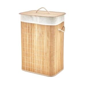 İBİCO İ21-076 ( DİKDÖRTGEN ) ( 40X30CM & Y:60CM ) ( BAMBU AHŞAP ) KİRLİ ÇAMAŞIR SEPETİ ( SEYYAR KAPAKLI ) ( KUMAŞ ÇANTALI ) ( İP KULPLU )*12