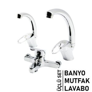 FD PAŞA ( 3LÜ SET ) ( MİX BANYO )+( MİX KUĞU EVYE MUTFAK )+( MİX KUĞU LAVABO ) ( AÇ KAPA ) BATARYA MUSLUK*12