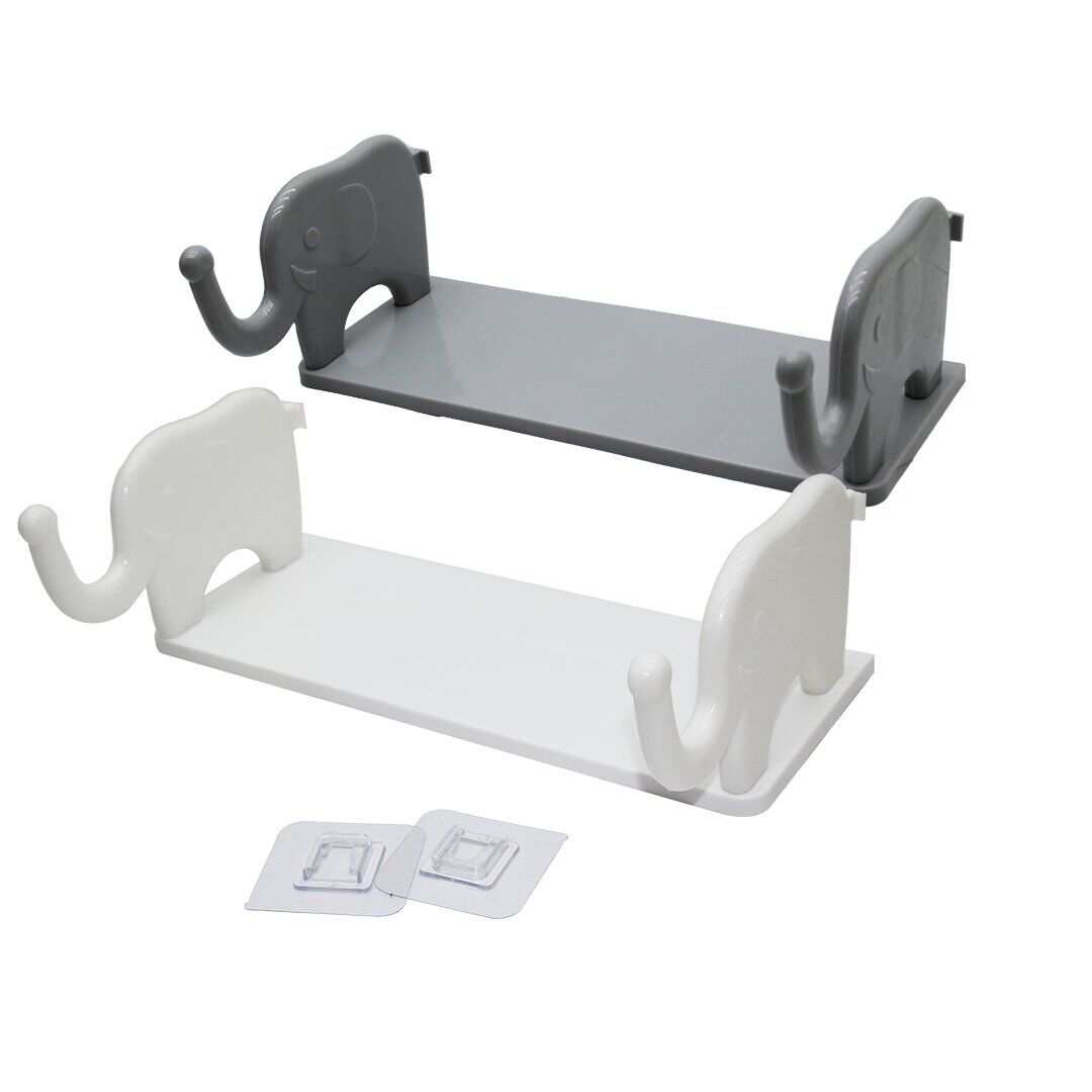 ENFA ENF-716-1124 ( BEYAZ & GRİ ) ( 12X31CM ) ( FİLLİ ) TUTACAKLI  PLASTİK ETEJER ( YAPIŞKANLI ) (ETAJER)*120