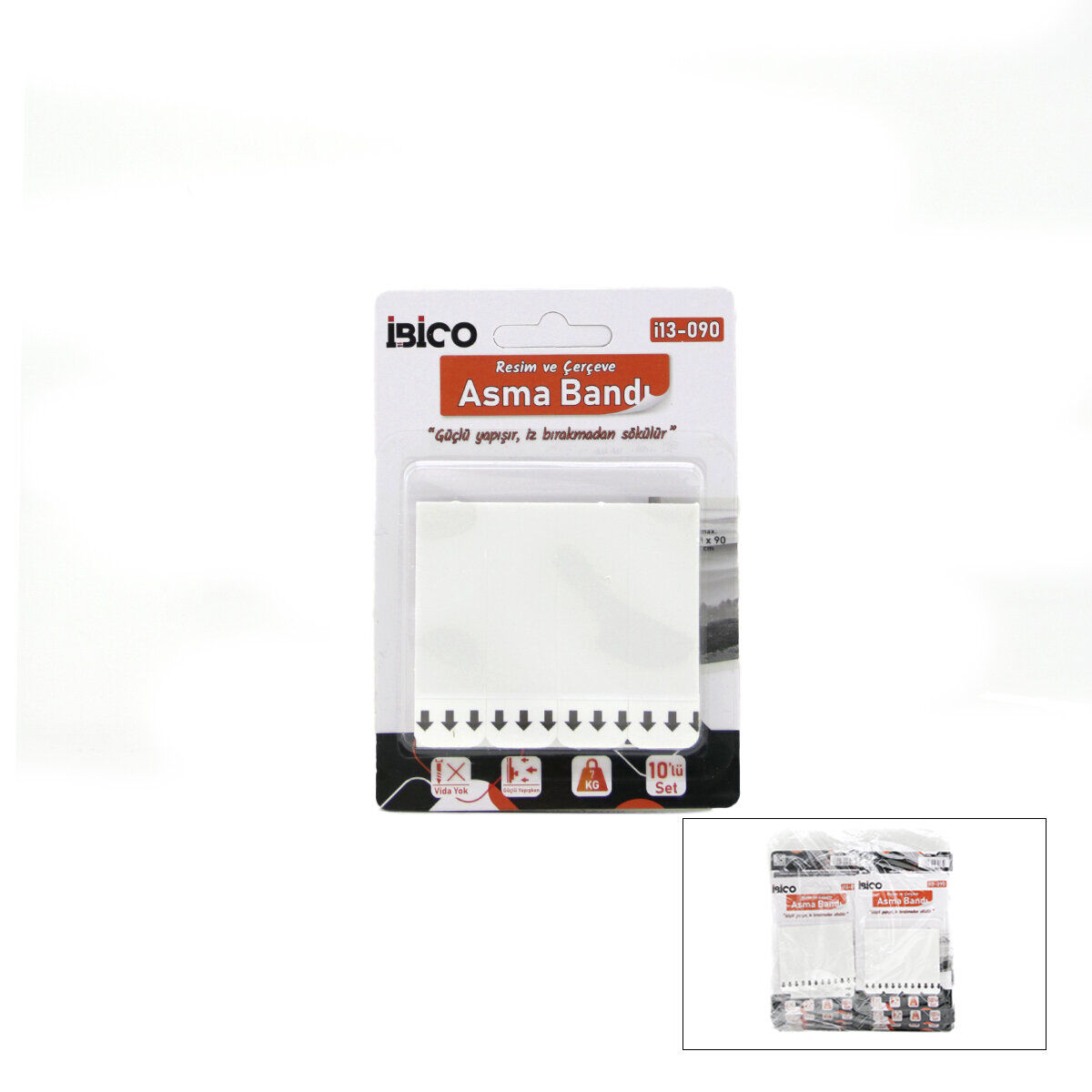 İBİCO İ13-090 İBİCO İ13-090 ( 10PCS ) RESİM VE ÇERÇEVE ASMA BANTI ( 10LÜ SET=7KG.TAŞIMA ) ( ÇİFT TARFLI BANT ) ( GÜÇLÜ YAPIŞIR & İZ BIRAKMADAN SÖKÜLÜR ) ( BANDI )*24X12