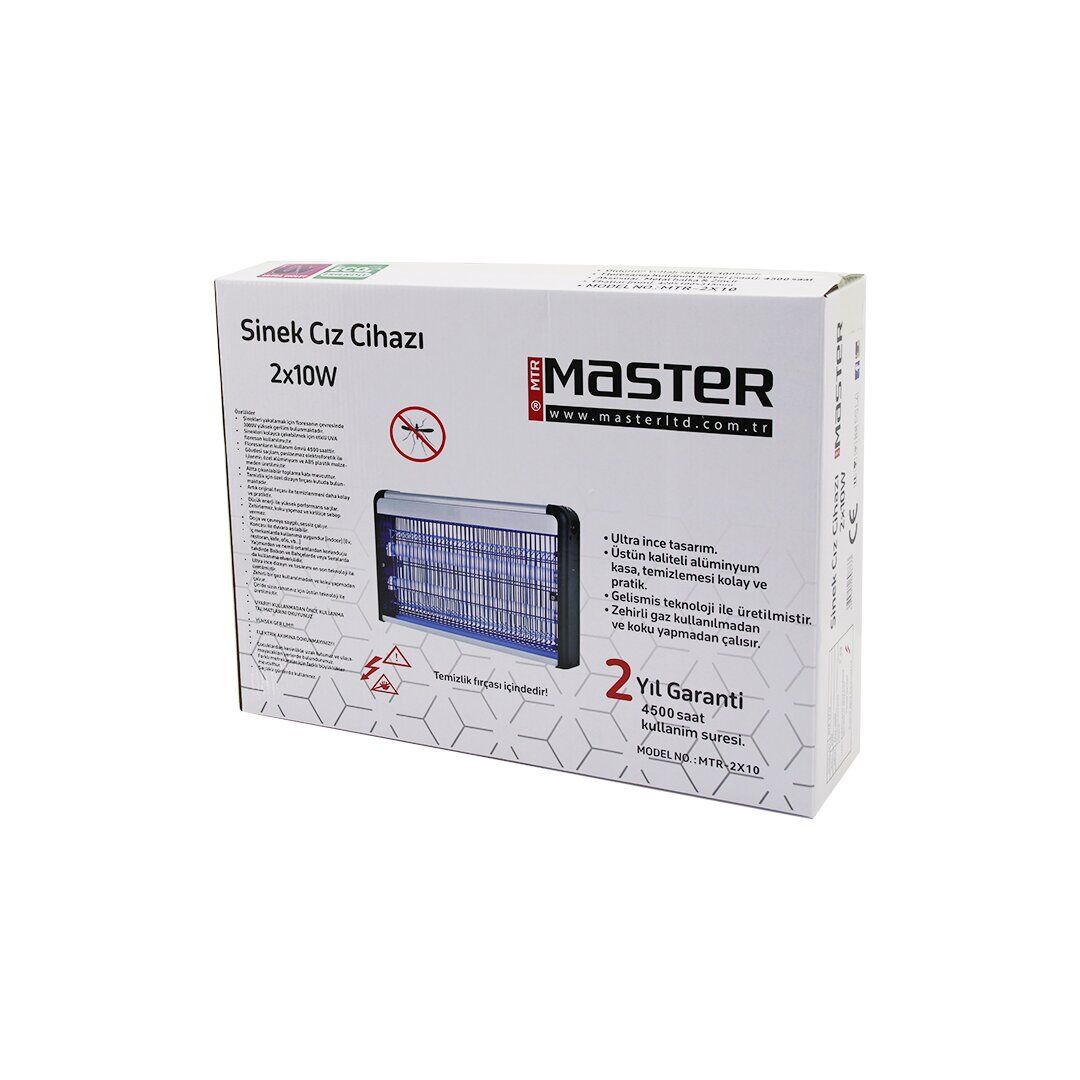 MASTER MTR-2X10 SİNEK ÖLDÜRÜCÜ CIZ CİHAZI MAKİNE (20W) (2PCS LED FLORESAN) (60M2 ETKİLİ) (3000V GERİLİM) (42X10X31.5CM)*6