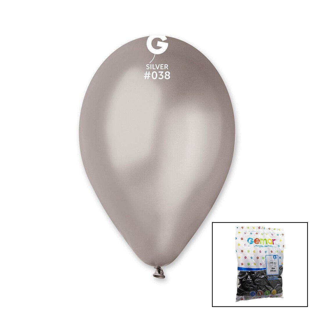 GEMAR GM-110-#38 ( METALİK & GÜMÜŞ & SİLVER ) BALON ( 11'' & 28CM ) ( 100PCS )*1X50