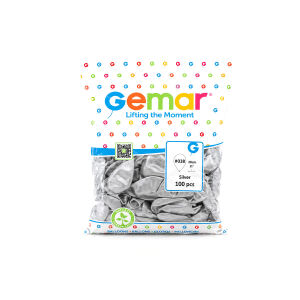 GEMAR GM-110-38 ( METALİK & GÜMÜŞ & SİLVER ) BALON ( 11'' & 28CM & 100PCS )*1X50