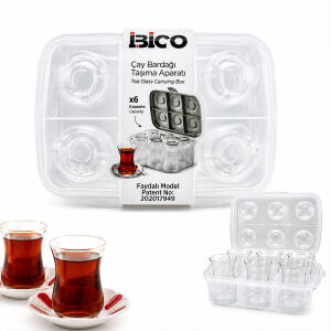 URVE UR-3370 K17-001 ( 6LI ) ( ÇAY BARDAK ) TAŞIMA APARATI ( ŞEFFAF PLASTİK )*24=K