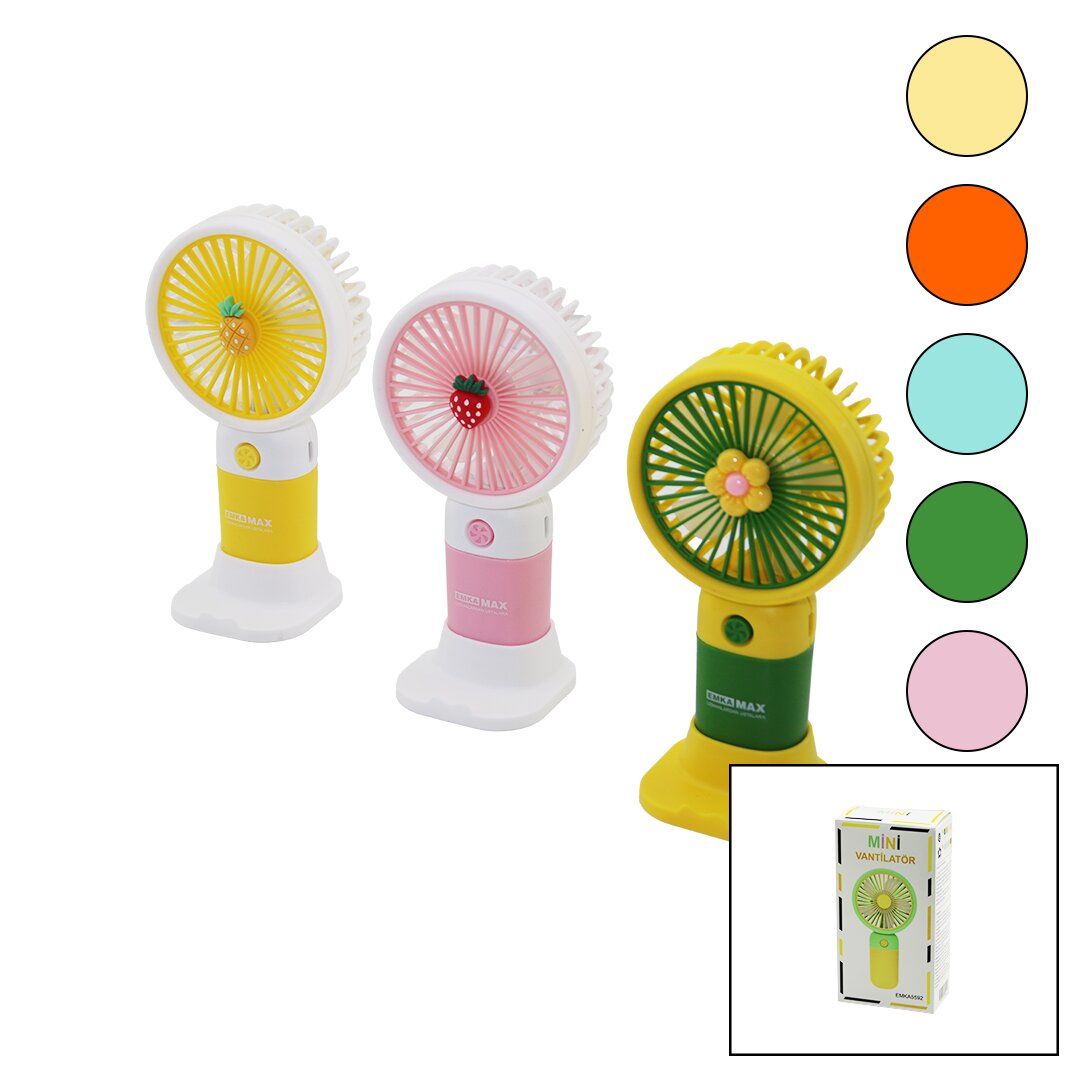 EMKA-5592 (USB ŞARJLI) MİNİ EL FANI (ÇAP:7.5CM & Y:15CM) (SABİT BAŞLIK) (3 KADEME HIZ) (TELEFONLUKLU MASA ÜSTÜ AYAK APARAT)*144                     qwe5