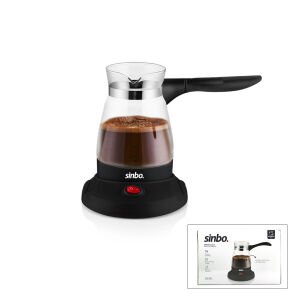 SİNBO SCM-2981 ( CAM ) ELEKTRİKLİ CEZVE (TÜRK KAHVE MAKİNESİ & 5FİNCAN=500ML) (KABLOSUZ KULLANIM& 360°DÖNER) (600W)*8