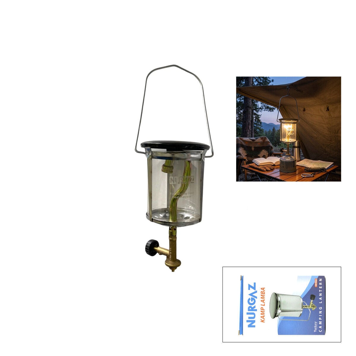 NURGAZ NG-410 ( KÜÇÜK ) KAMP LAMBA ( LÖKÜS ) TÜP ÜZERİ ( AYGAZ DAR MUSLUK ) 300W*36